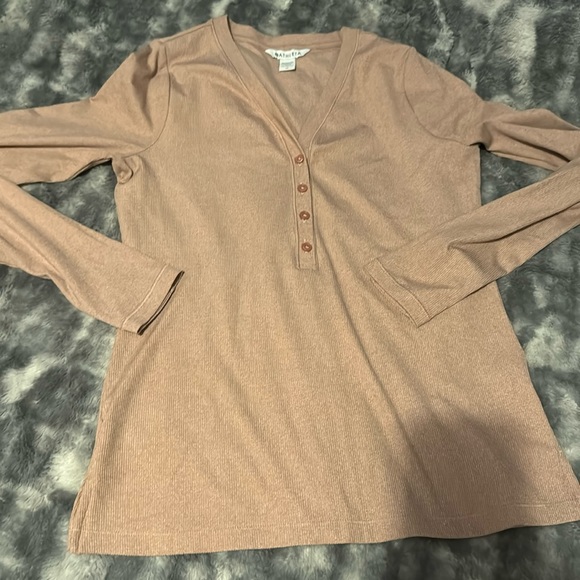 ATHLETA Uptempo Ribbed Button Long Sleeve Henley Palermo Pink M - Picture 2 of 6